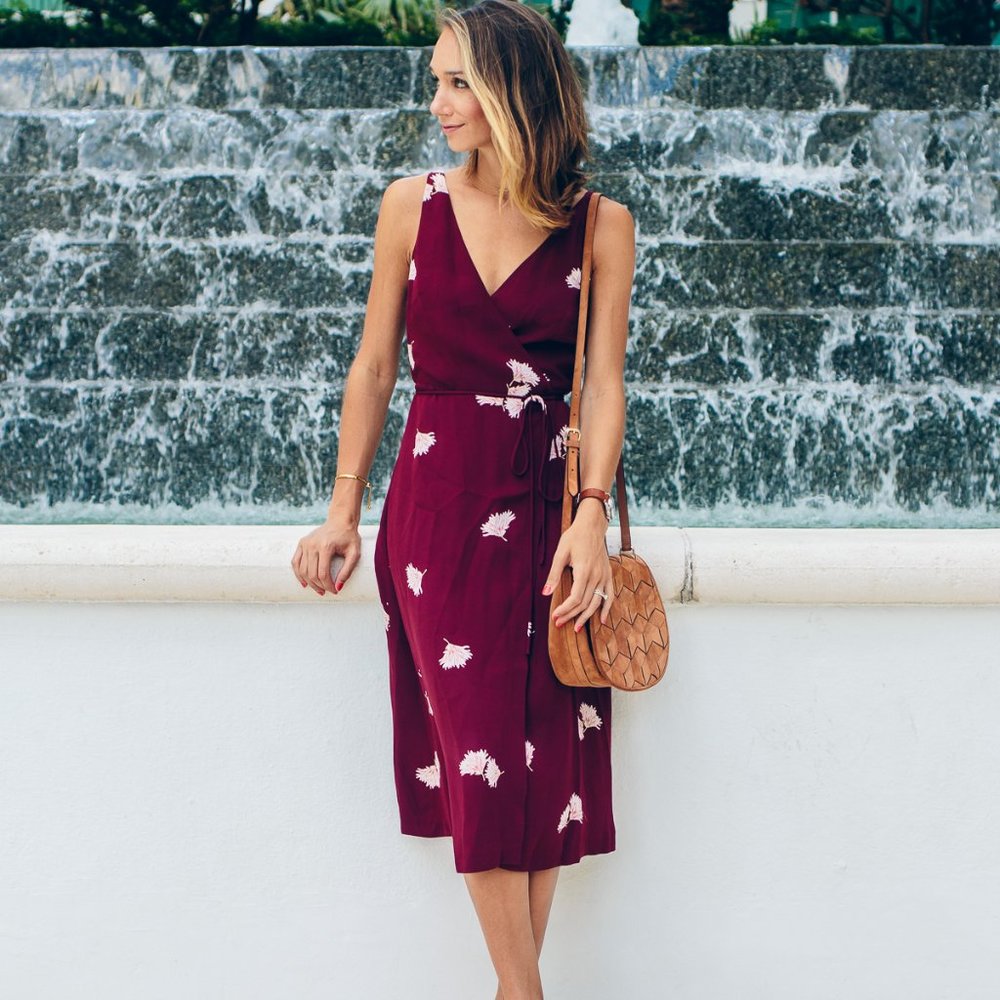 Ann Taylor Floral Wrap Midi Dress - NWT